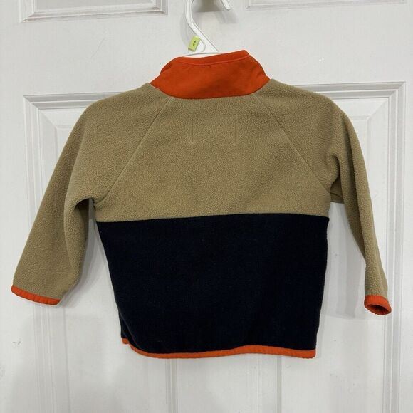 Old Navy Tan Navy Orange Fleece 1/4 Snap Pullover 12-18months - Picture 2 of 4